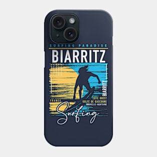 Biarritz Surfing Retro Surf Graphic // Vintage Surfers Paradise Phone Case