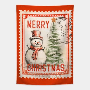 Vintage Christmas Snowman Tapestry