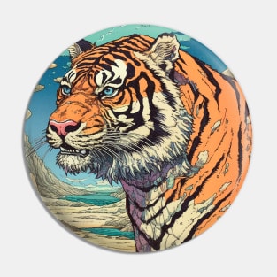 Tiger Portrait On Alien Planet Pin