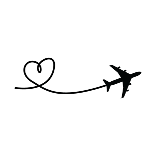 Minimalist Aviation Plane with Hearth Design T-Shirt