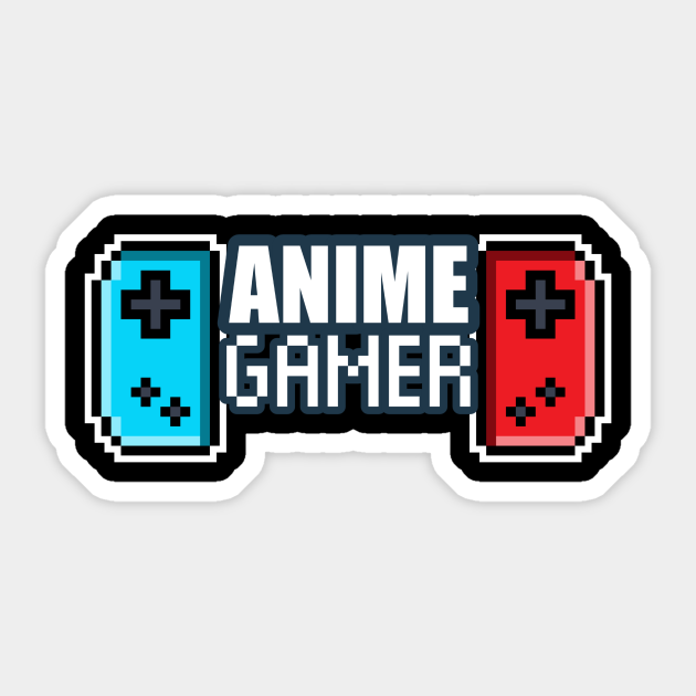 Anime Gamer - 8-bit Retro Pixel Classic Nostalgia Video Games - Anime Gamer Retro 8 Bit Pixels - Sticker