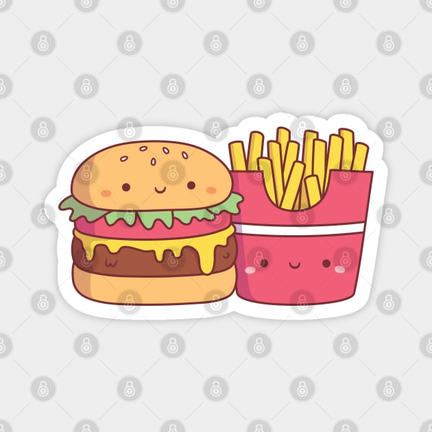 Cute Burger and French Fries Food Magnet by rustydoodle