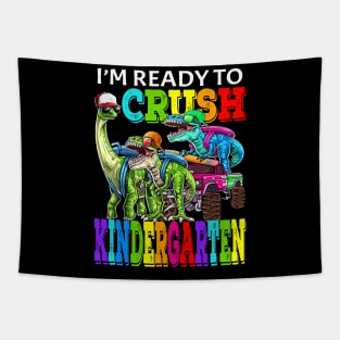 I'm Ready To Crush Kindergarten Monster Truck Dinosaur Back To School Tapestry