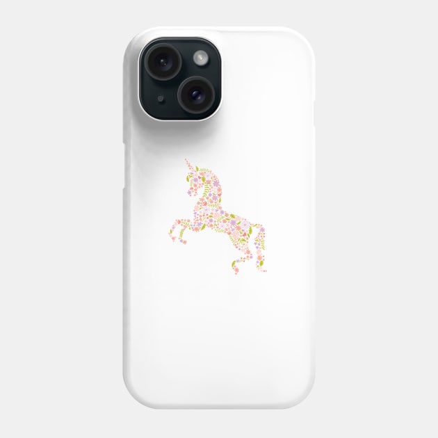 Floral Unicorn in Pink + Purple Phone Case by latheandquill