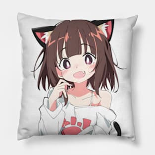 Cat Girl Retro 1990s Style Pillow