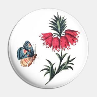 Butterfly and flowers - vintage Pin