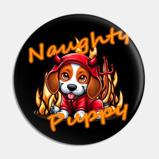 Naughty Pup - Beagle in Devil Costume Pin