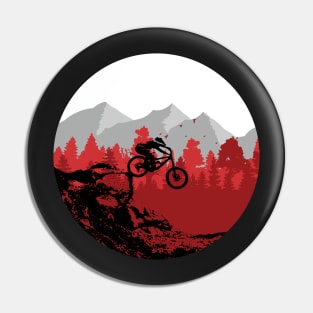 Downhill mountain biking illustration. Pin