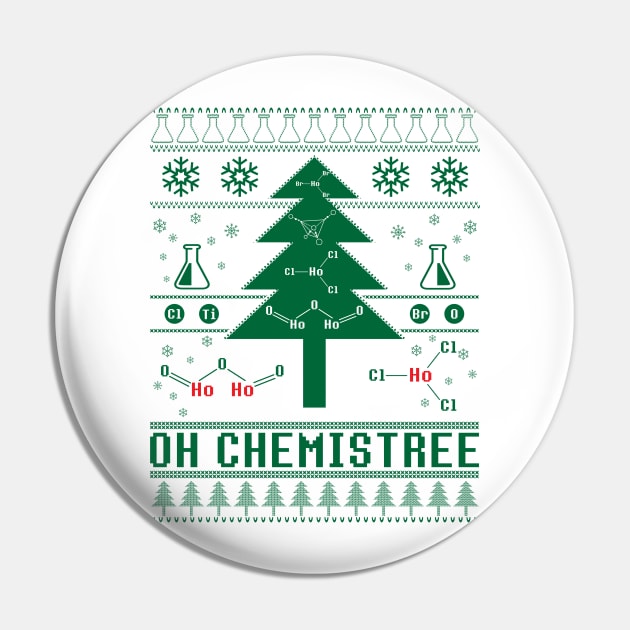 TheCreekman Oh Chemistree Ugly Sweater Christmas Tree Chemisty T Shirt for A Chemist Chemistry Teacher Student Science Fan Atheist Periodic Table Pin