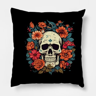 Floral Skull Pillow