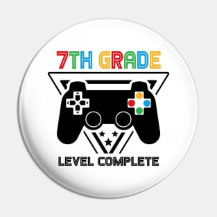 7th Grade Level Complete Graduation Gamer Boys Kids Pin