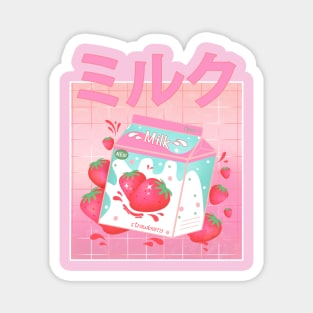 Retro 90s Japanese Kawaii Strawberry Milk Shake Carton Magnet