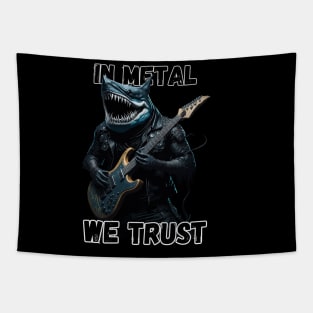 In metal we trust metalhead Shark Tapestry