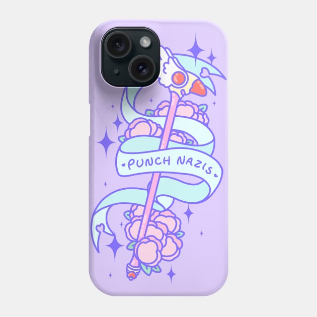 Punch Nazis Bird Wand - Kawaii Justice Series Phone Case by Cosmic Queers