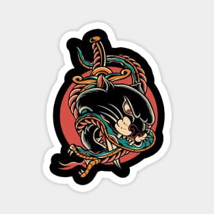 Panther  Snake Traditional Tattoo Vintage Magnet