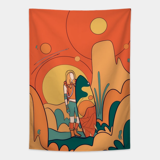 Space surfer Tapestry by Swadeillustrations