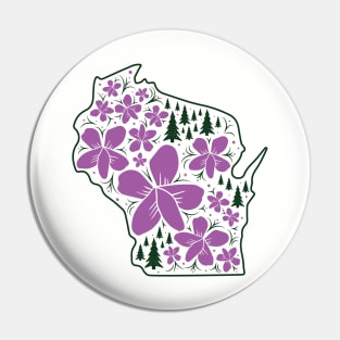 Wisconsin Silhouette Nature Floral Design Pin