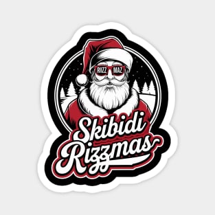 SKIBIDI RIZZMAS - SANTA CHRISTMAS COOL BLACK WHITE Magnet