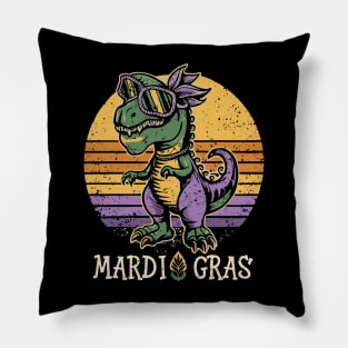 vintage sunset color dino Mardi Gras Pillow