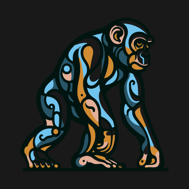 Pop art monkey illustration. cubism illustration of monkey by gblackid