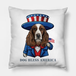 English Springer Spaniel Dog Bless America Pillow