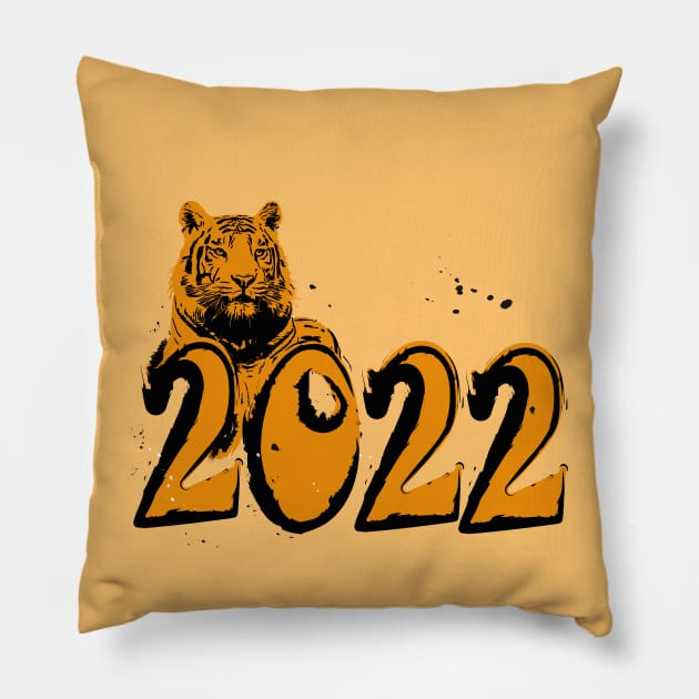 Happy new year 2022 year of tiger Pillow by SwetlanaArt