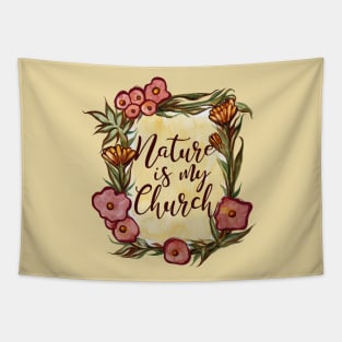 Nature is My Church Floral Filigree Tapestry