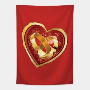 Wedding rings in heart Tapestry