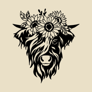 Highland Cow Floral T-Shirt