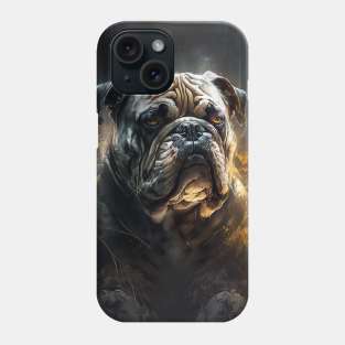 Bulldog Portrait Animal Nature Wildlife Dark Painting Wild Spirit Phone Case