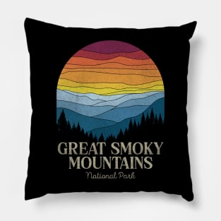 Great Smoky Mountains Retro Vintage Pillow