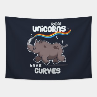 Chubby Real Unicorns - Funny Inspirational Quote - Cute Rhinoceros Tapestry