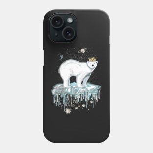 Polar bear with crown on ice floe Phone Case