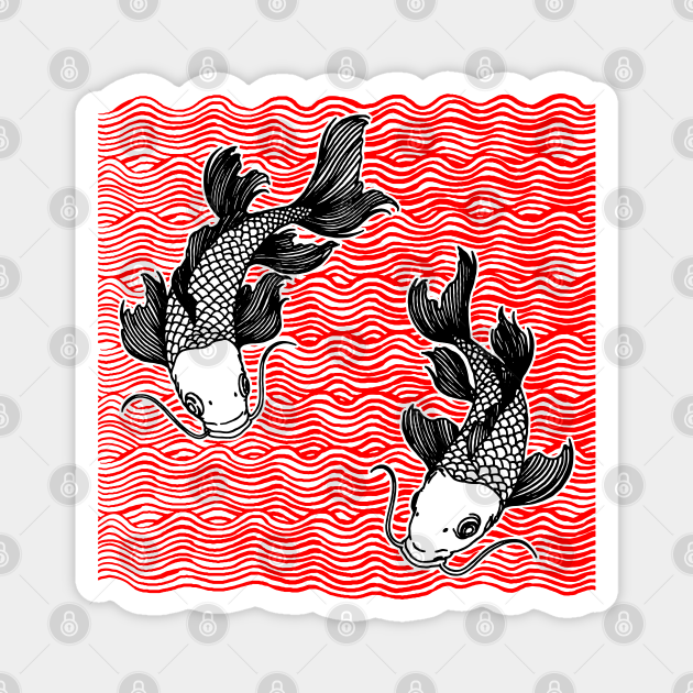 Double Koi Fish Great Wave Tattoo Red Blk - Koi Carp - Magnet | TeePublic Double Koi Fish Great Wave Tattoo Red Blk - Koi Carp - Magnet | TeePublic