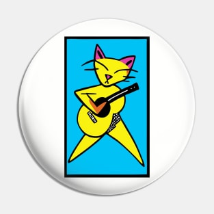 Yellow Cat Plays Guitar Pin