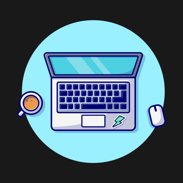 Laptop With Mouse And Coffee Cartoon Vector Icon Illustration by Catalyst Labs