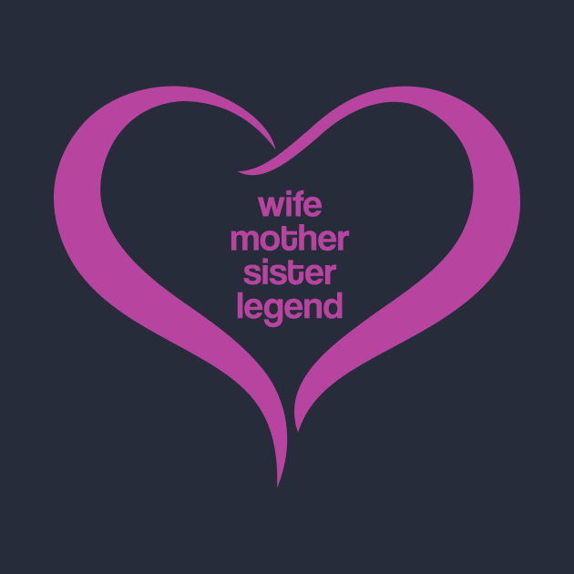 Wife Mother Sister Legend. Cute heart shape mother's day gift, women's day,  birthday, anniversary gift for Mom, Sister or Wife. Mother's day 2023 by Rajsupal