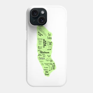 new york city/manhattan map - green Phone Case