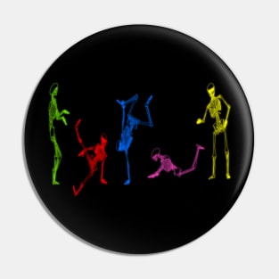 Breakdancing Skeletons Neon Pin