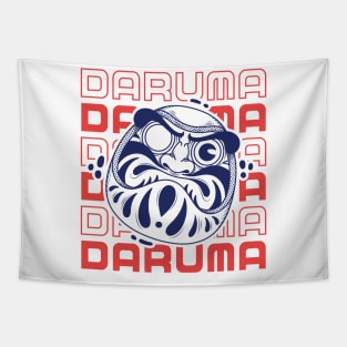 daruma doll illustration and typography Tapestry