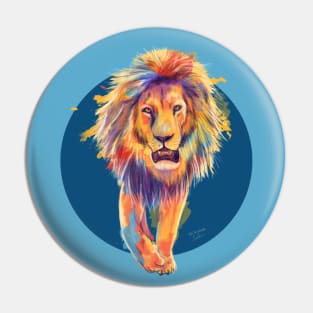 The King, Blue Edition, Colorful Lion Illustration Pin