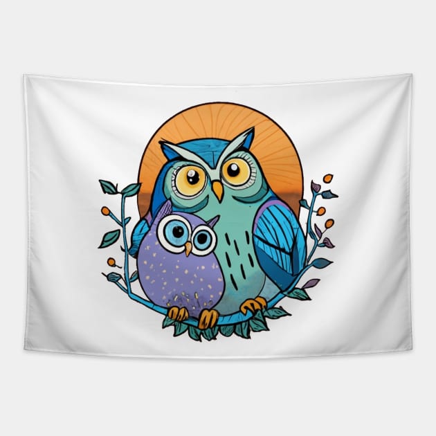 mommy and baby owl Tapestry by JnS Merch Store