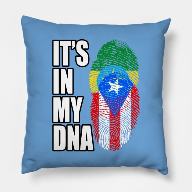 Puerto Rican And Ethiopian Mix DNA Flag Heritage Pillow by Just Rep It!!