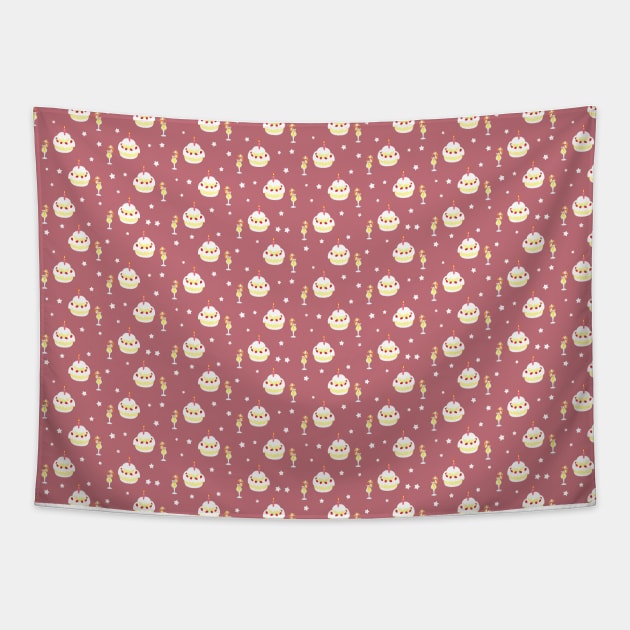 Strawberry Cake Fruit Drink Pattern Tapestry by saradaboru