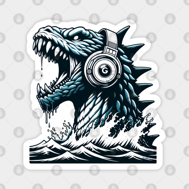 Godzilla Beats: Anime and Manga Lover Tee Magnet by Klimek Prints