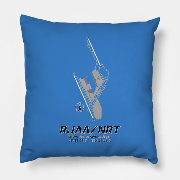 Airport Map Series - RJAA/NRT (Tokyo Narita Airport) Pillow by TheArtofFlying