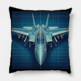 F14 Tomcat Fighter Jet Blueprint Engineering Pillow