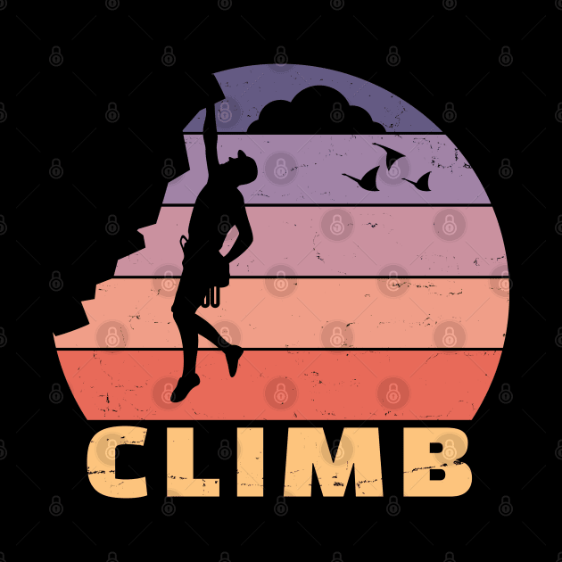 Retro Sunset Climber | Rock Climbing & Bouldering by shirtonaut