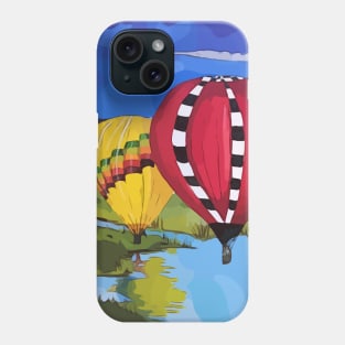 Hot air balloons flying over the river Phone Case