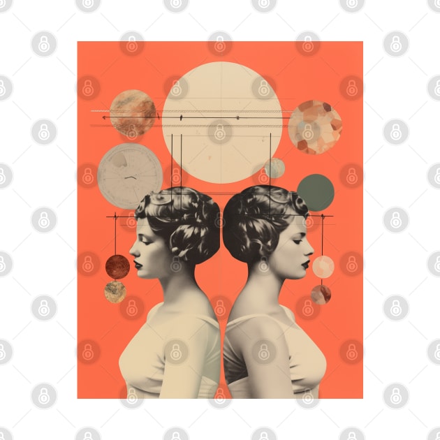 Gemini collage art astrology by Porota Studio